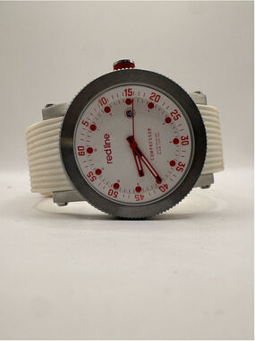 Red Line Compressor Date Watch 45mm Case Black Silicone Strap ~Untested~